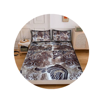 White & Brown Shades Bed Sheet (Double)