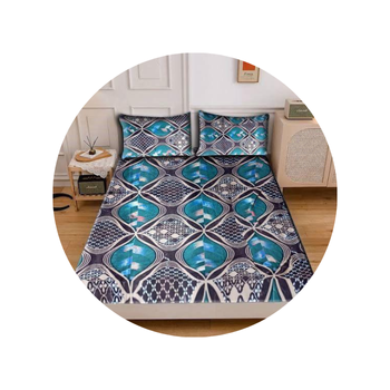 Blue Geometric Shades Bed Sheet (Double)